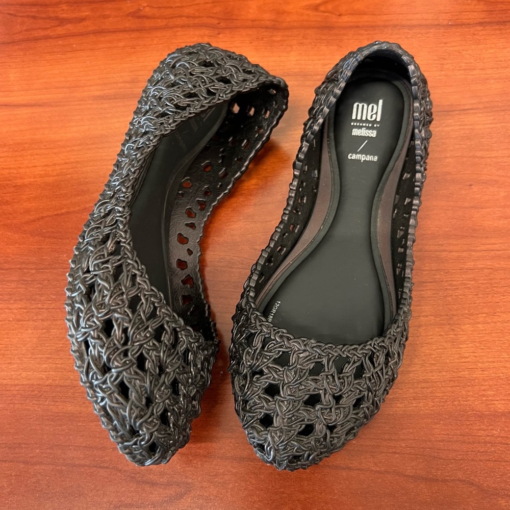 Mel by Melissa & Campana Girls Zig Zag black Copper Jelly Ballet Size 1 (U.S.) - Picture 9 of 15
